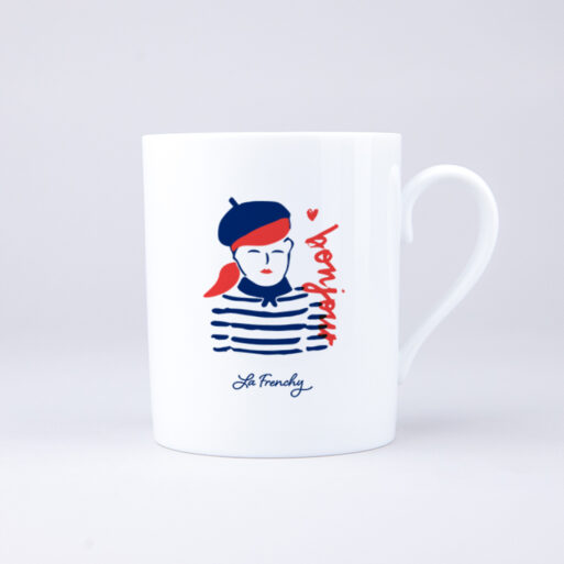 Mug Madame France blanc made in France avec une femme en marinière et béret