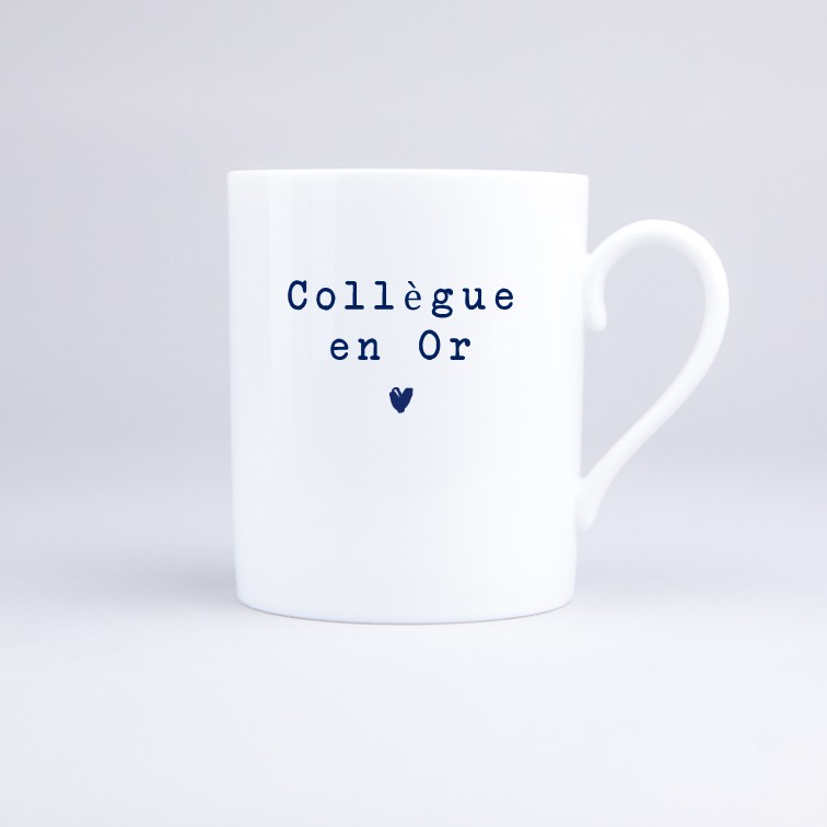 Mug Céramique Draeger Paris « Collègue En Or » – Blanc & Bleu, Message Or à Chaud – Idée Cadeau Originale Pour Collègue, Ami, Frère – Coffret Cadeau Inclus
